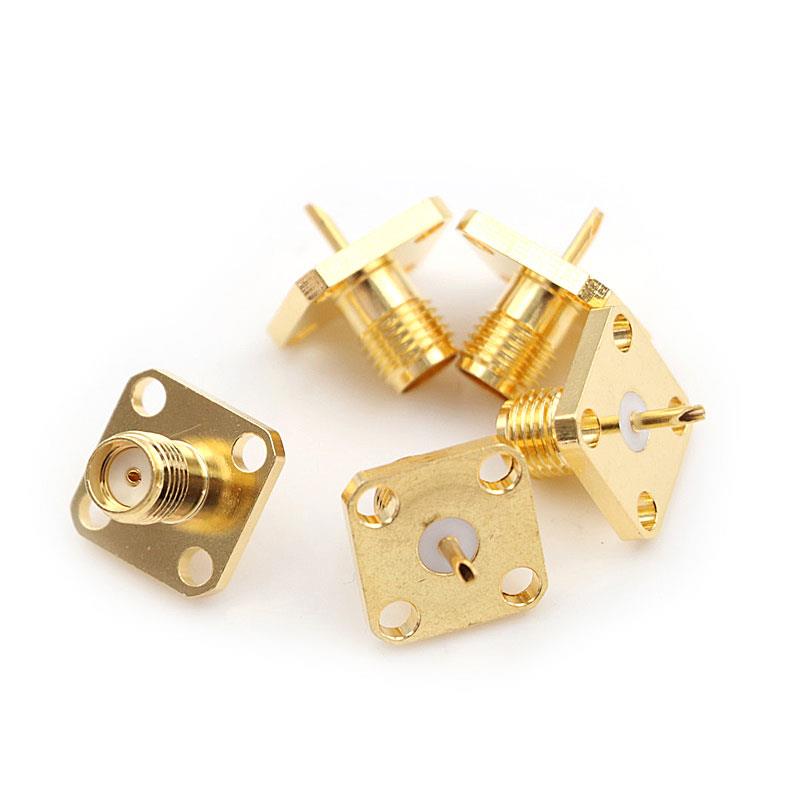 RF Coaxial Straight SMA Female 4 Hole Flange Chassis Panel Mount ...