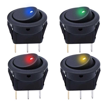 20mm Dia. 3 Pin Round DOT LED Light Rocker Switch