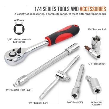 Repair Tools Set 40pcs 1/4-Inch Car Repair Kit Socket Wrench Ratchet Tool Combination Screwdriver Ratchet Wrench Set