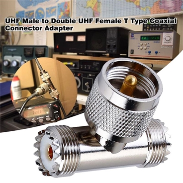 UHF Male PL259 to UHF Female SO239 Triple Type 3 Way Adapter