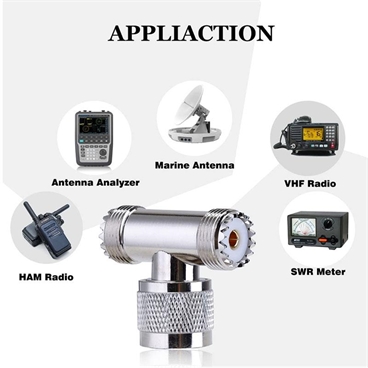 UHF Male PL259 to UHF Female SO239 Triple Type 3 Way Adapter