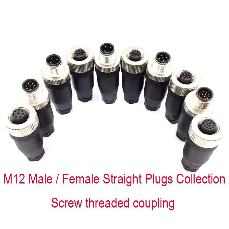 M12 Male and Female Straight Plugs Collection