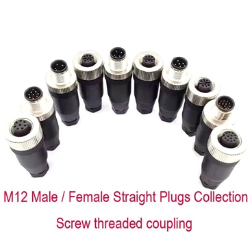 M12 Male and Female Straight Plugs Collection