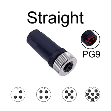 M12 Male and Female Straight Plugs Collection