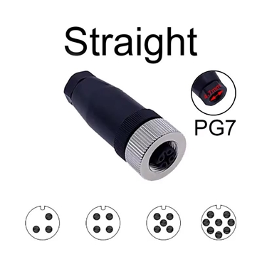 M12 Male and Female Straight Plugs Collection