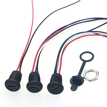 Waterproof Jack Cable USB-C Type C Female Panel Mount Connector