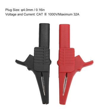 Large Heavy Duty Full Insulated Alligator Clips with 4mm Banana Jack CAT II 32A