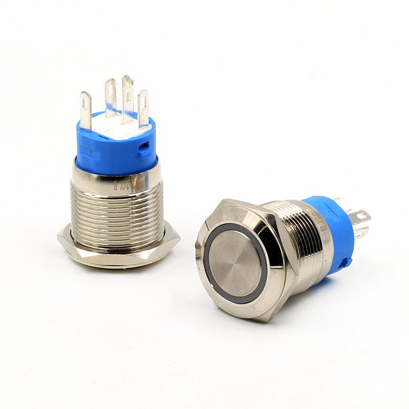 Short 19mm Push Button Switch Waterproof Ring LED